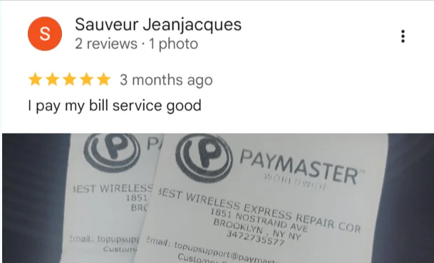 Google review screenshot: 5-star Google review screenshot